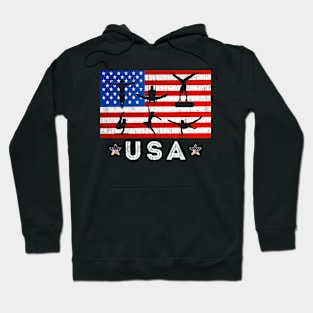 Patriotic Sports Gift American USA Flag Boys & Girls Gymnastics Hoodie